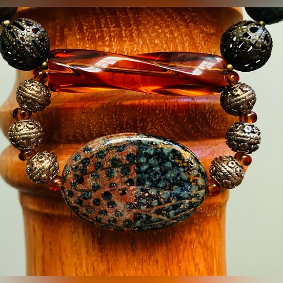 Handmade Necklace in Earth Tones - Picture 2 of 7